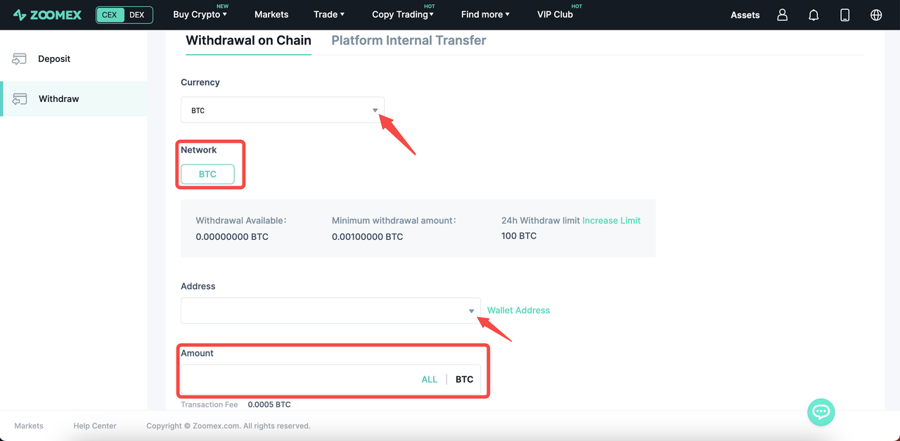 Comment retirer des fonds depuis Zoomex – FR
