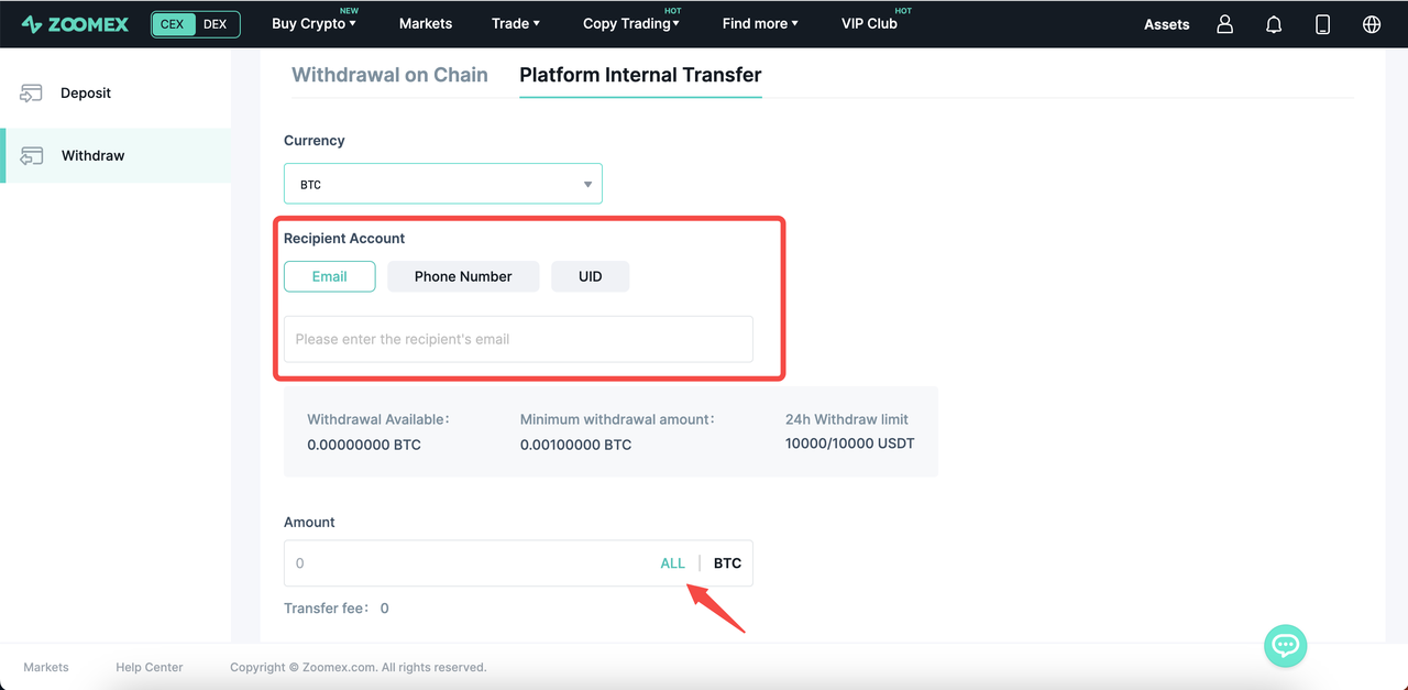 Comment retirer des fonds depuis Zoomex – FR